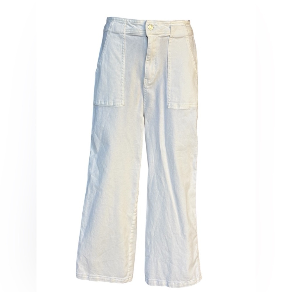 Mined by Los Angeles women’s white wide leg denim jeans size 7 preloved no flaws